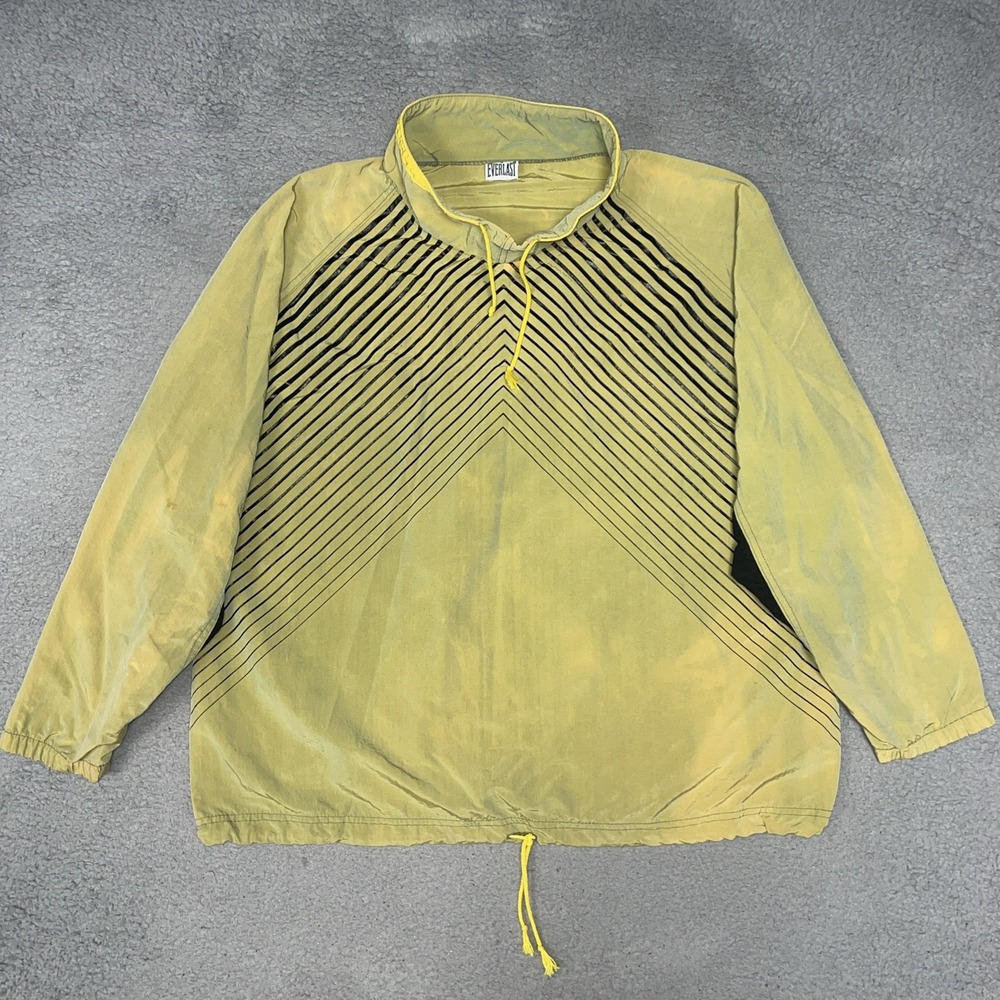 VTG Everlast Windbreaker Mens Sz M Yellow Mock Neck Pullover Jacket USA Made 90s